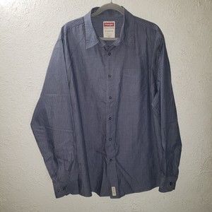 Wrangler Premium Quality Sz XL Blue Striped Men's Button Down Shirt Long Sleeve